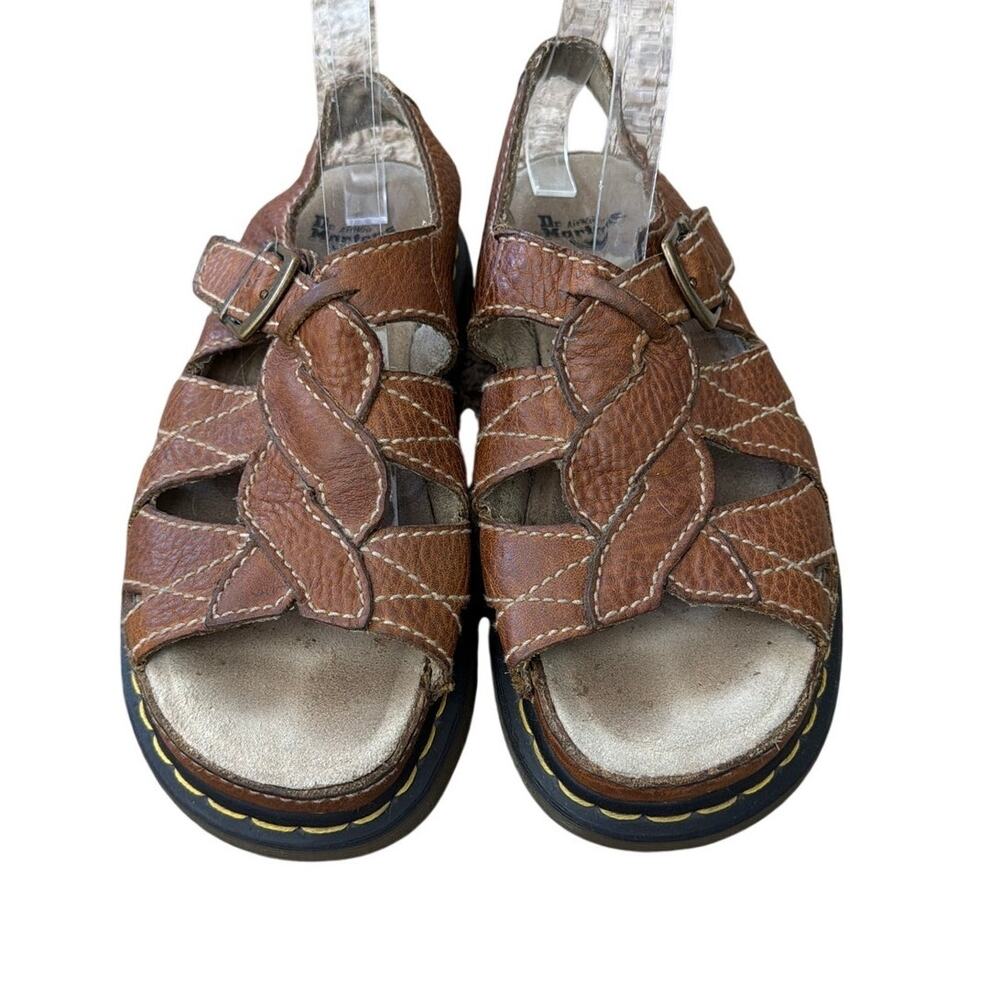 Dr Martens Brown Leather Fisherman Sandals Chunky Platform Caged Docs M8 W9